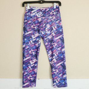 Prana Womens Capri Crop Leggings Yoga Pants Geometric Print Purple Pink Sz Small
